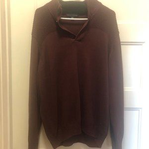 Maroon Men's Sweater button 1/4 closure
